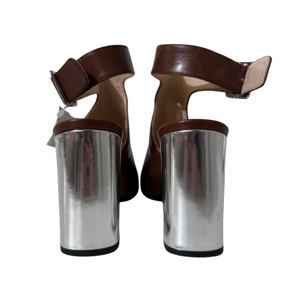 Prada Brown Leather Open Toe Ankle Boots 41 - Picture 3 of 4